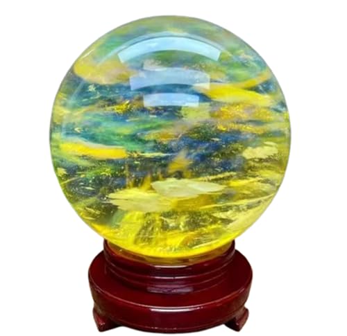 Melting Yellow Crystal Sphere | Citrine Gemstone Ball for Home & Office Decor | Feng Shui Wealth & Abundance, Raw Polished Stone