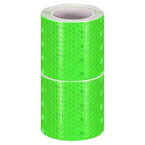 QUARKZMAN 2 Rollos Cinta Reflectante 2' x10ft Cinta Adhesiva De Seguridad Nocturna Advertencia Para Exteriores Calcomanías Reflectantes Adhesivas Para Vehículos Camiones Verde Hierba