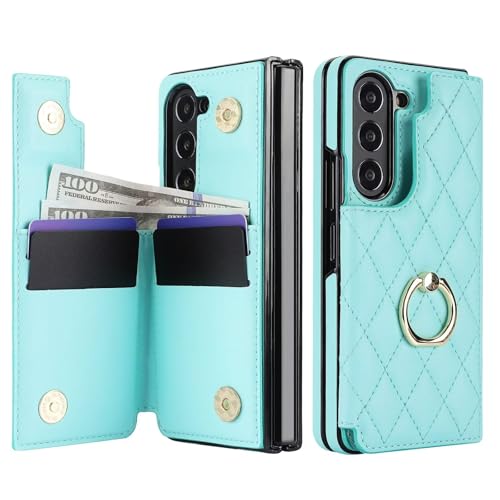 Coque Samsung Z Fold 5 antichoc bleue avec portefeuille pour tout sécuriser