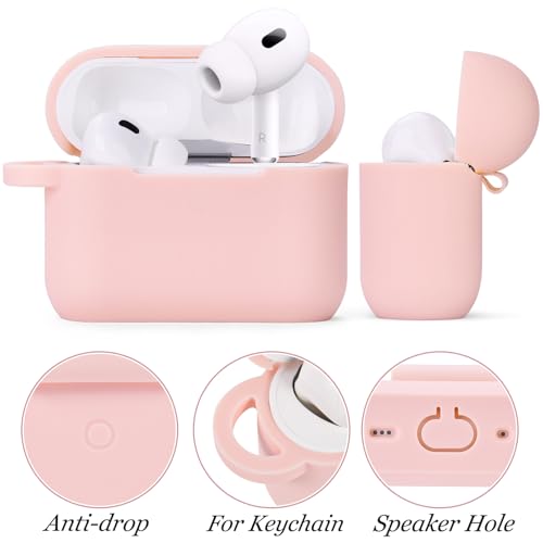 Image of VISOOM for AirPods Pro 3 Case 2025, Silicone Case for Apple Air Pods Pro 3rd Generation Cover Women, Cute iPods 3 Protective Cover with Bling Keychain & Cleaning Kit,Pink