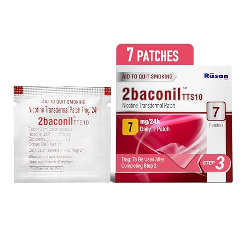 Image of Rusan 2baconil Nicotine Transdermal Patch 7mg Step 1 | 84 Patches (12x7 Pack) | 3 Month Quit Smoking Kit | Nicotine Replacement Therapy | Quit Smoking & Chewing Tobacco /Ghutka