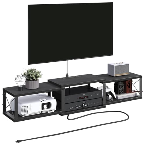 MAHANCRIS Floating TV Stand with Power Outlet, Wall-Mounted Entertainment Center with Storage,...