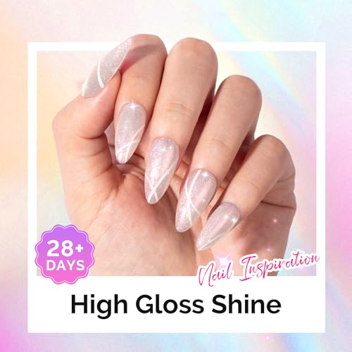 Image of MelodySusie Shimmer Aurora Yellow Pink Gel Nail Polish, 0.5fl oz Soak Off UV LED Jelly Pink White Gel Polish Gift for Women Nail Art Manicure Salon DIY Nail Design Decoration at Home-G2608