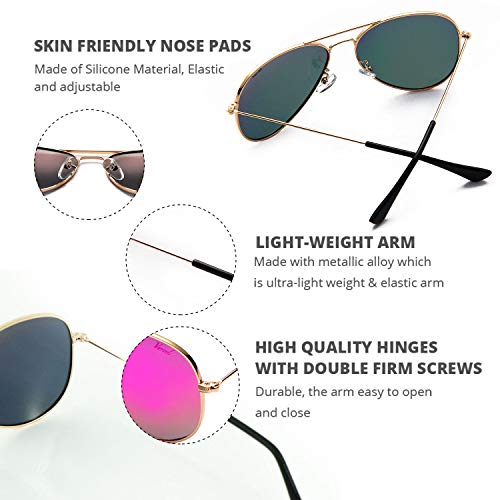 image for Versol Aviator Sunglasses for Men Women Mirrored Lens UV400 Protection
