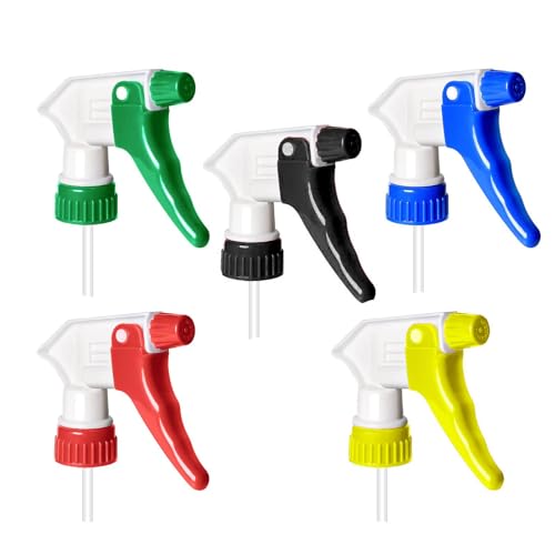 5 Pack Spray Nozzle for Bottles Universal Replacement Nozzle Heavy Duty Sprayer Trigger Head With Tube for Household Cleaning Car Detailing