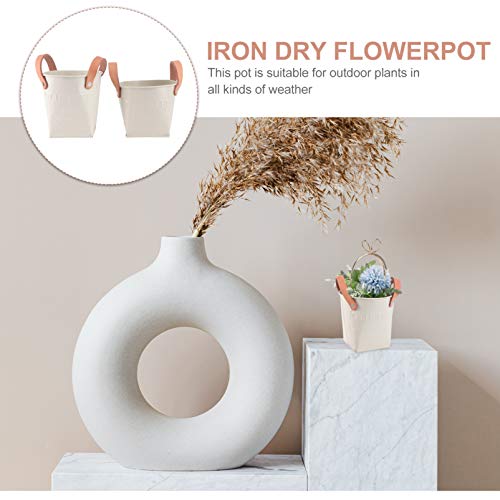 Yardwe 2Pcs Vasos de Metal Vintage Estilo Country Rústico Vaso de Flores de Ferro Recipiente Suculen