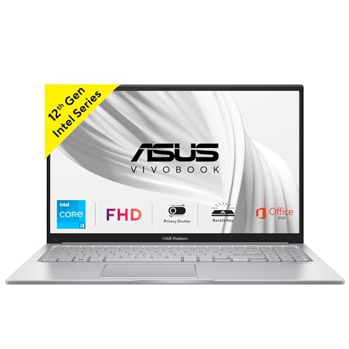 ASUS Vivobook 15, Intel Core i3-1215U, 8GB RAM, 512GB SSD, FHD 16:9 60Hz 250nits, 15.6"/39.6cm, Windows 11 Home, Office 2021, Cool Silver, 1.7KG, X1504ZA-NJ320WS, Intel UHD Graphics, Backlit Laptop
