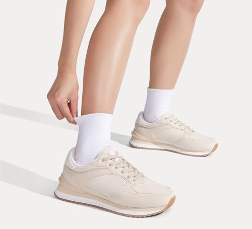 Image of LUCKY STEP Women's Platform Fashion Sneakers Suede Colorful Colorblock Stylish Retro Casual Neutral Tennis Running Footwear Walking Shoes
