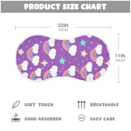 xigua Playful Clouds Muslin Baby Burp Cloths Set of 1, Super Soft & Absorbent Burping Rags, Cotton Burp Clothes Shower Gift for Newborn, Baby Girls and Boys4