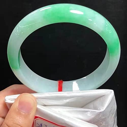 Natural Burmese Jade Bangle Bracelet - Grade A Light Green Retro Icy Jadeite for Women, Genuine Jade, Motherhood Gift, Elegant Gemstone (Size: 50-52MM)3