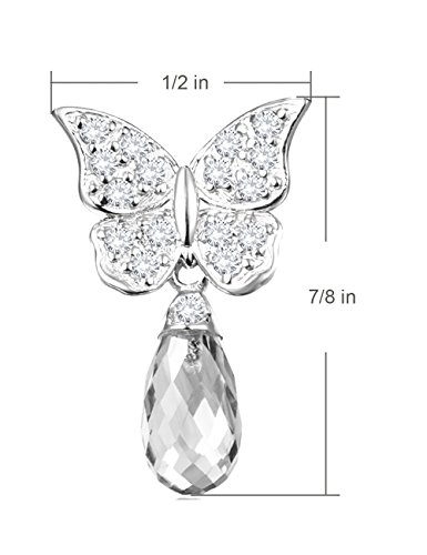 Sterling Silver White Topaz Gemstone Butterfly Stud Earrings For Women Teen Girls Birthday Gifts #TOP2