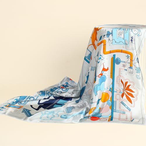 LMOY 100% Mulberry Twill Silk Feeling Scarf Large Square Pure Silk Scarf Head Scarf for Women2