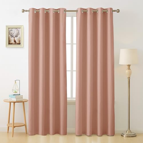 Image of Cloth Fusion 70% Blackout Door Curtains 8 Feet Long Set of 2, Room Darkening Parda with Stainless Steel Grommets for Home Decor (8x4 Feet, Peach)