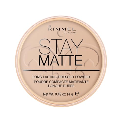 Rimmel London Cipria Compatta Stay Matte, Polvere Opacizzante a Lunga Tenuta per Pelli Grasse e Miste, 005 Silky Beige- 14 g