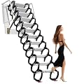 AOKNV 2300LBS Attic Ladder with Anti-Slip, 12FT Titanium-Magnesium Alloy Attic Ladder Pull Down System, Wall Mounted Attic Stairs Pull Down Foldable for Roof Terrace Garage Basement (Ti-Mg Alloy)