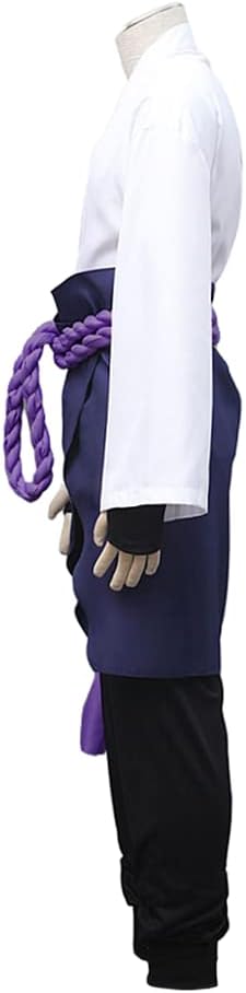 Size XS Uchiha Sasuke Cosplay Costume Casual Kimono Suit from Japanese Anime for Anime Exhibition Halloween Masquerade (White, XS)