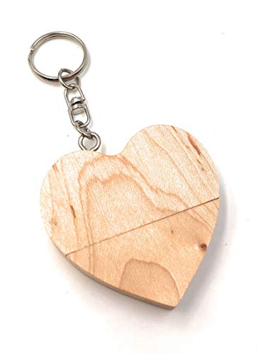 Clé USB 64 Go Onwomania en bois cœur rigolo pour sauvegarder vos photos de vacances