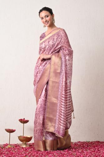 Image of MIRCHI FASHION Saree for Woman | Art Silk Floral Printed Ethnic Occasional Sari with Blouse