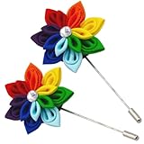 Premium Handmade Pride Pins Rainbow Flower Brosche Pride Gay Rainbow Flag Revers Pins Emaille LGBT Anstecknadeln Regenbogen Brosche Dekoration für Kleidung und Taschen Pride Month, Nylon, kein