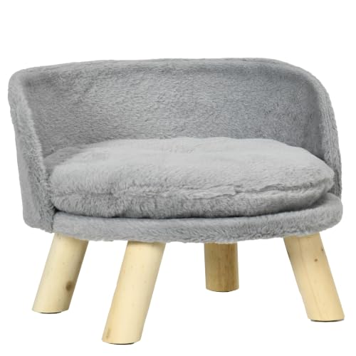 PawHut Katzensofa mit Kissen Miniaturhunde 40,5 x 40,5 x 33 cm Grau