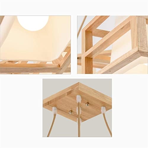 Lámpara de vidrio cuboidea con marco de madera de alta calidad estética 2