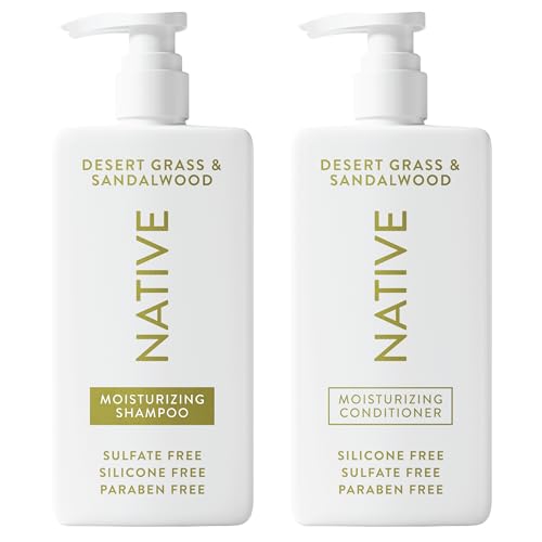 Native Desert Grass & Sandalwood Shampoo and Conditioner Contain Naturally Derived Ingredients | All Hair Types, Color & Treated, Fine to Dry Damaged, Sulfate & Dye Free - 2-Pack