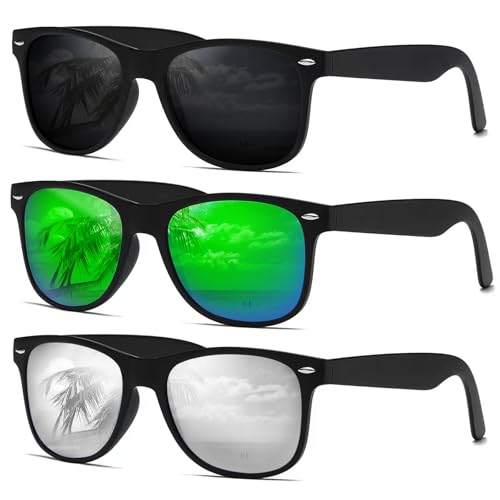 Image of DEMIKOS Sunglasses Men Polarized Sunglasses for Mens Womens Retro Mirror Lens for Driving Fishing UV Protection