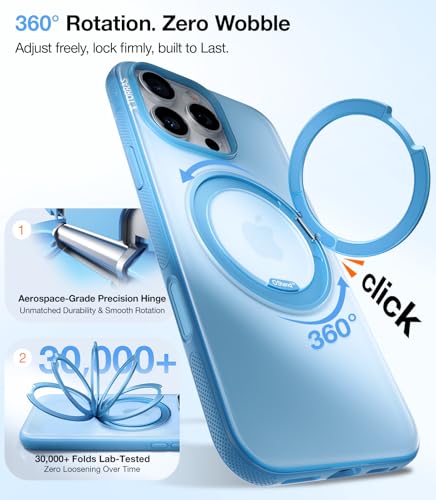 Image of TORRAS 360 Magnetic Stand for iPhone 16 Pro Max Case[Fit for MagSafe][Camera Control Button][Mil-Grade Protection] Slim, Rotatable Kickstand, Translucent Coastal Blue 6.9 inch, Ostand OFitness Series