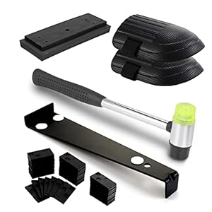 Knpwer 45 stuks vinyl installatieset incl. laminaat houten vloer installatieset, houten vloer legkit met 40 afstandhouders, dubbele hamer, schroefdraadboor en trekstang