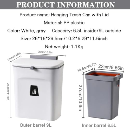 Caneca colgante para cocina con tapa 6.5 L miniatura 7