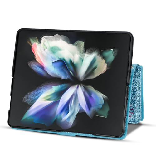 Housse Galaxy Z Fold 5 en cuir pailleté rose de qualité supérieure