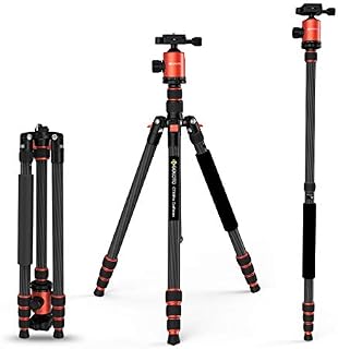 GEEKOTO 79 inches Carbon Fiber Camera Tripod Monopod with 360 Degree Ball Head