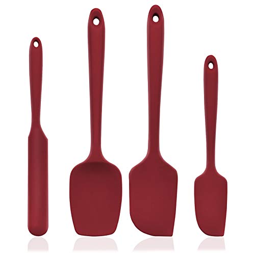 U-Taste 480ºF Heat-Resistant Silicone Spatula set- Seamless One Piece Design, Non-Stick Silicone Rubber with 18/8 Stainless Steel Core (Red)
