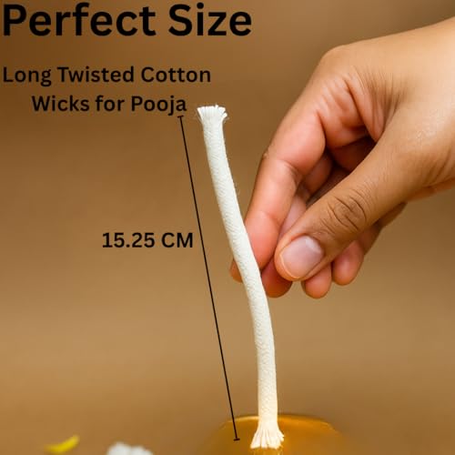 Image of K.N Creation Akhand Jyot Diya Wicks, Long Twisted Cotton Wicks for Pooja, Long Batti for Akhand Jyot, Akhand Jyothi Diya Batti, Deepak Batti for Oil Lamp 15.25 cm (Pack of 12)