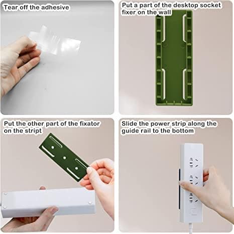 Image of 4 Pcs Self-Adhesive Socket Holder Wall Mounted Plug Organizer Extension Board Mount Cable Management Base for Home Office
