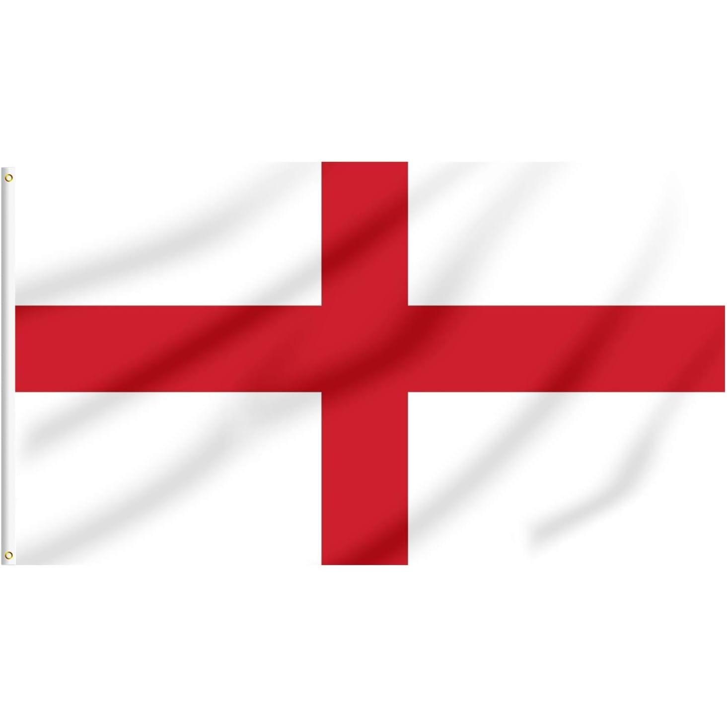 Lixure England Flag St George's Cross 4x6FT(120x180cm) Polyester-Vivid Color and Double Stiched National Flags 100% Polyester Banner witn 2 Brass Grommets