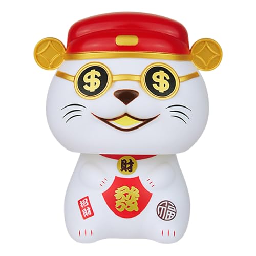 Gato chino de la suerte alimentado por energía solar, figura de gato de la suerte moviéndose con la cabeza, delicada cabeza solar de gato de la suerte para coche, área de trabajo, sala de estar