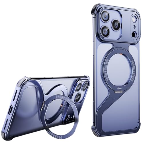 Coque en aluminium iPhone 17 Pro sans cadre protection aérospatiale avec béquille magnétique