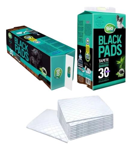 Tapete Higiênico Black Pads 80x60cm com 30 Unidades – Carvão Ativado, 6 Camadas, Alta Absorção e Atr