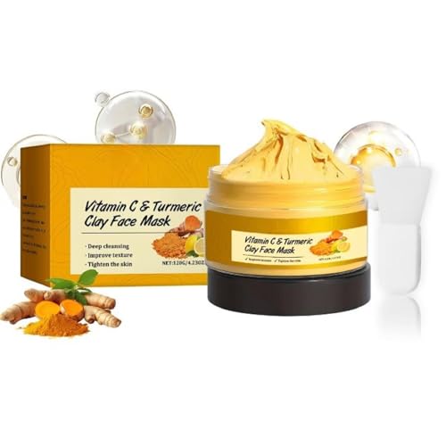 Mascarilla de arcilla con cúrcuma y vitamina C: limpieza de puntos negros y poros, nutrición profunda y cuidado de la piel.,1pcs