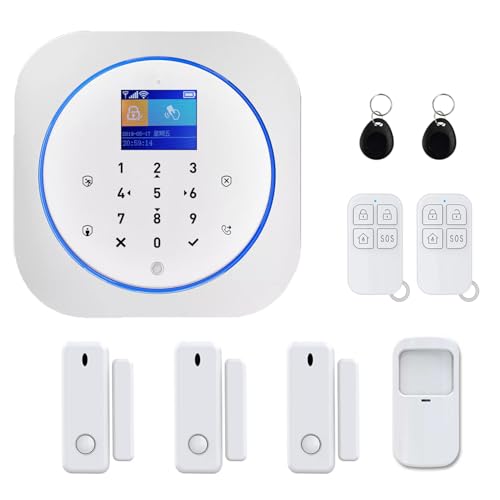 Discoball Sistema de seguridad para el hogar, sistema de alarma inalámbrico con sensor de movimiento, sensor de puerta/ventana y control remoto, funciona con Smart Life, aplicación Tuya y Alexa (juego