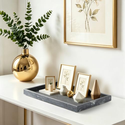 Image of Real Natural Large Marble Tray for Bathroom, Vanity, Kitchen Counter