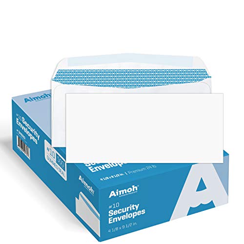 500#10 Security White Envelopes – GUMMED Seal, Windowless Design, Premium Security Tint Pattern for Secure Mailing…