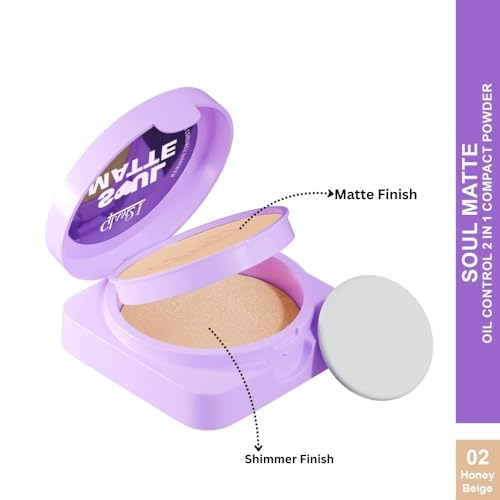 Image of Glam21 Soul Matte Oil Control 2 in 1 Compact Powder | Matte & Shimmer Shades | Air Light Formula & Stay Upto 10 hrs | Rich With Hyaluronic Acid, Squalane & Mango Butter |SPF20 |18gm- Honey Beige 02