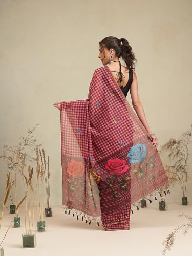 Image of Amazon Brand - Anarva Women's Kalamkari Saree With Blouse Piece