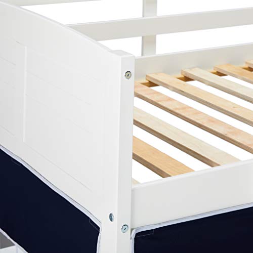 Donco Kids 795-Atw-750C-Tb Louver Low Loft Bed With Blue Tent, Twin, White #TOP2