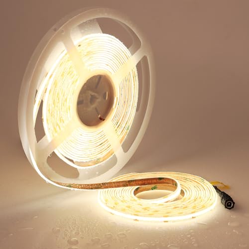 TOPAI 24V Ruban LED COB 10M Blanc Naturel Étanche IP65, Band LED 4000K Extérieure CRI90, Haute Luminosité 7000Lm 384LED/M Autocollant Flexible pour Maison Chambre Cuisine
