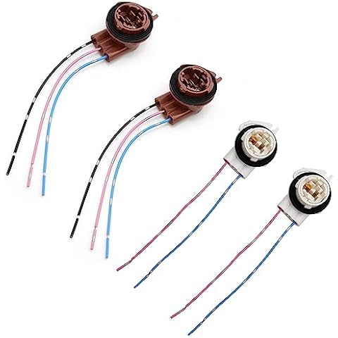 3156/3157 Pre-Wired Harness Pigtail Socket Connector Plug Install LED Bulbs, Fit for Most Chevrolet Silverado GMC Sierra for Brake/Tail Lights Turn Signal Light, 4 PCS Cover