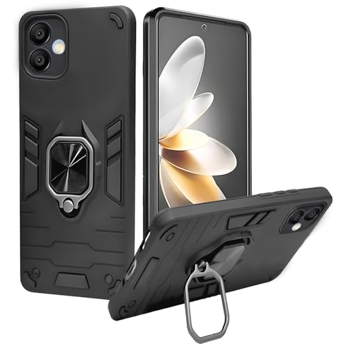 Image of A rtistque Armor Bumper Back Case Cover for Samsung Galaxy A06 5G | Stylish Ring Holder & Inbuilt Stand | Shockproof TPU Protective Design | 360 Protection | Samsung Galaxy A06 5G Back Cover - Black