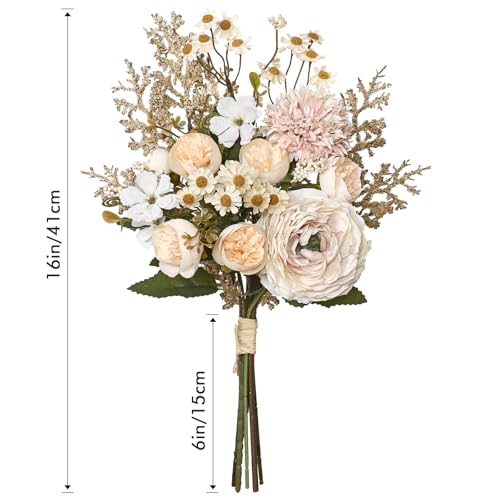 Artificial Flowers Bouquet for Decoration Fake Flowers Plants Silk Flower Arrangements Faux Centerpieces Wedding Bouquets for Home Kitchen Vase Arrangement Wedding Table Centerpiec image 3